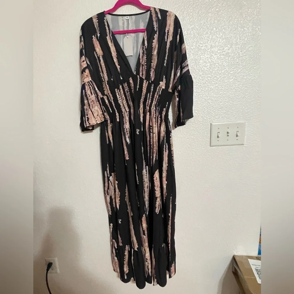 Retro 3/4 Sleeve Print Midi Dress - Picture 4 of 9